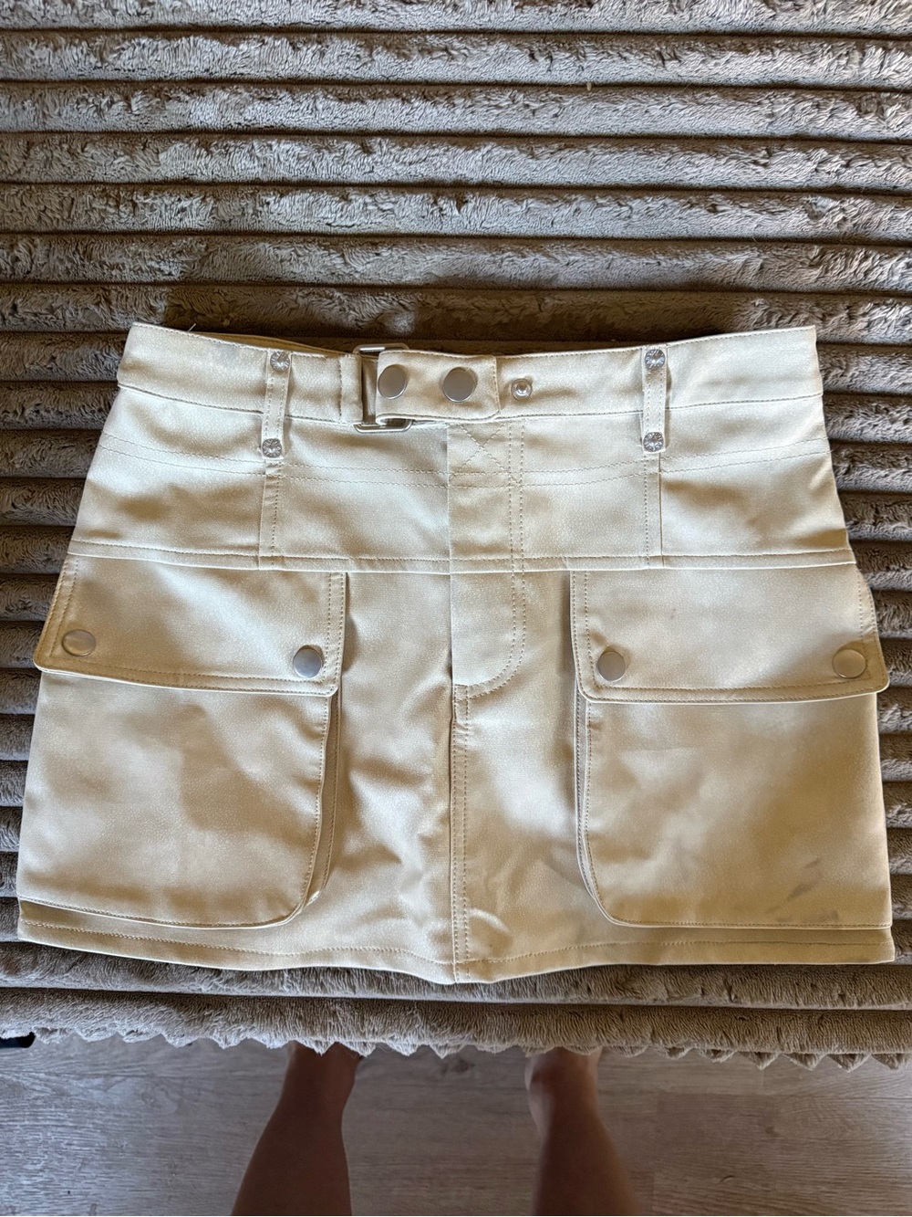 Altar'd State Cream Utility Pocket Mini Skirt